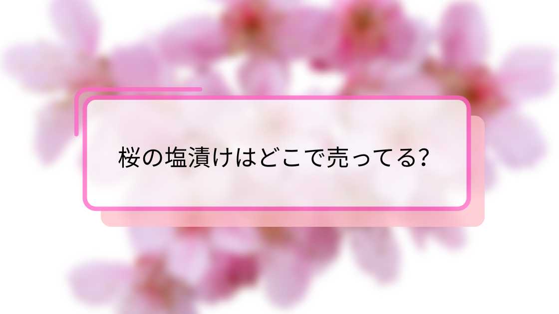 桜の塩漬けはどこで売ってる?購入場所とおすすめ店舗ガイド